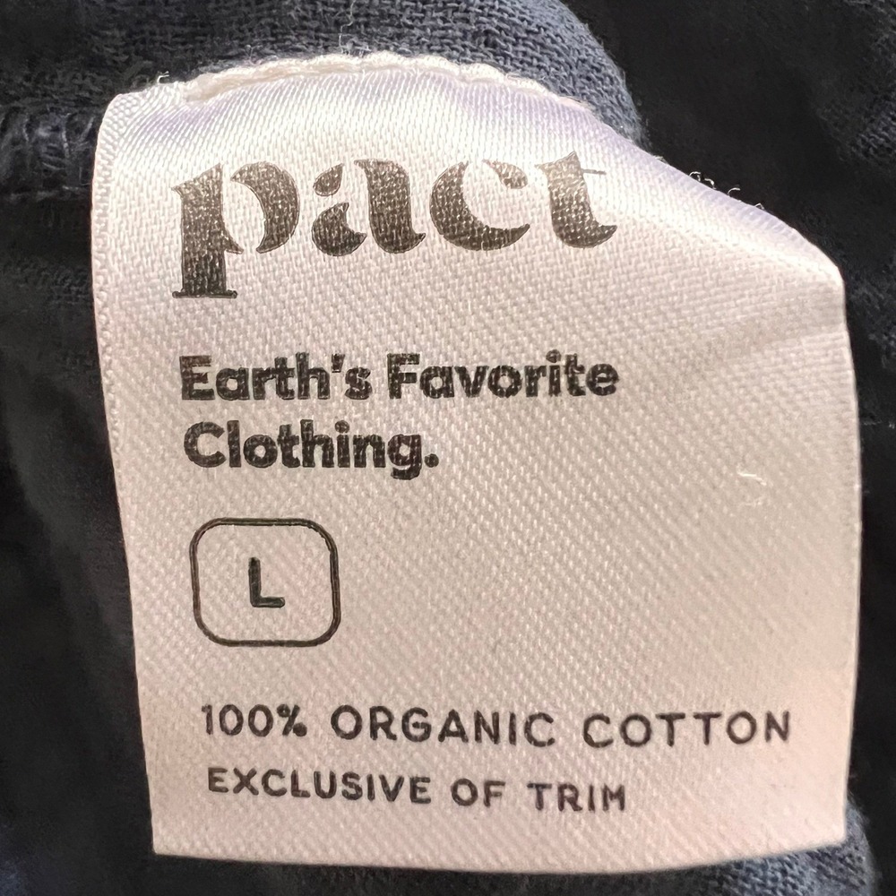 Pact Organic Cotton Gauze Tiered Midi Dress Blue V-Neck Pockets Comfy size Large - Picture 6 of 8